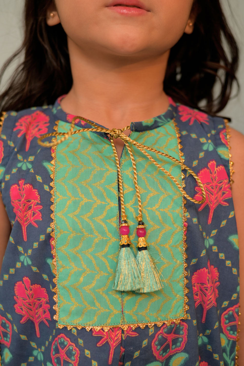 SN-02955 | Blue & Multicolor | Casual Plus 3 Piece Suit | Cotton Gold Lawn Print