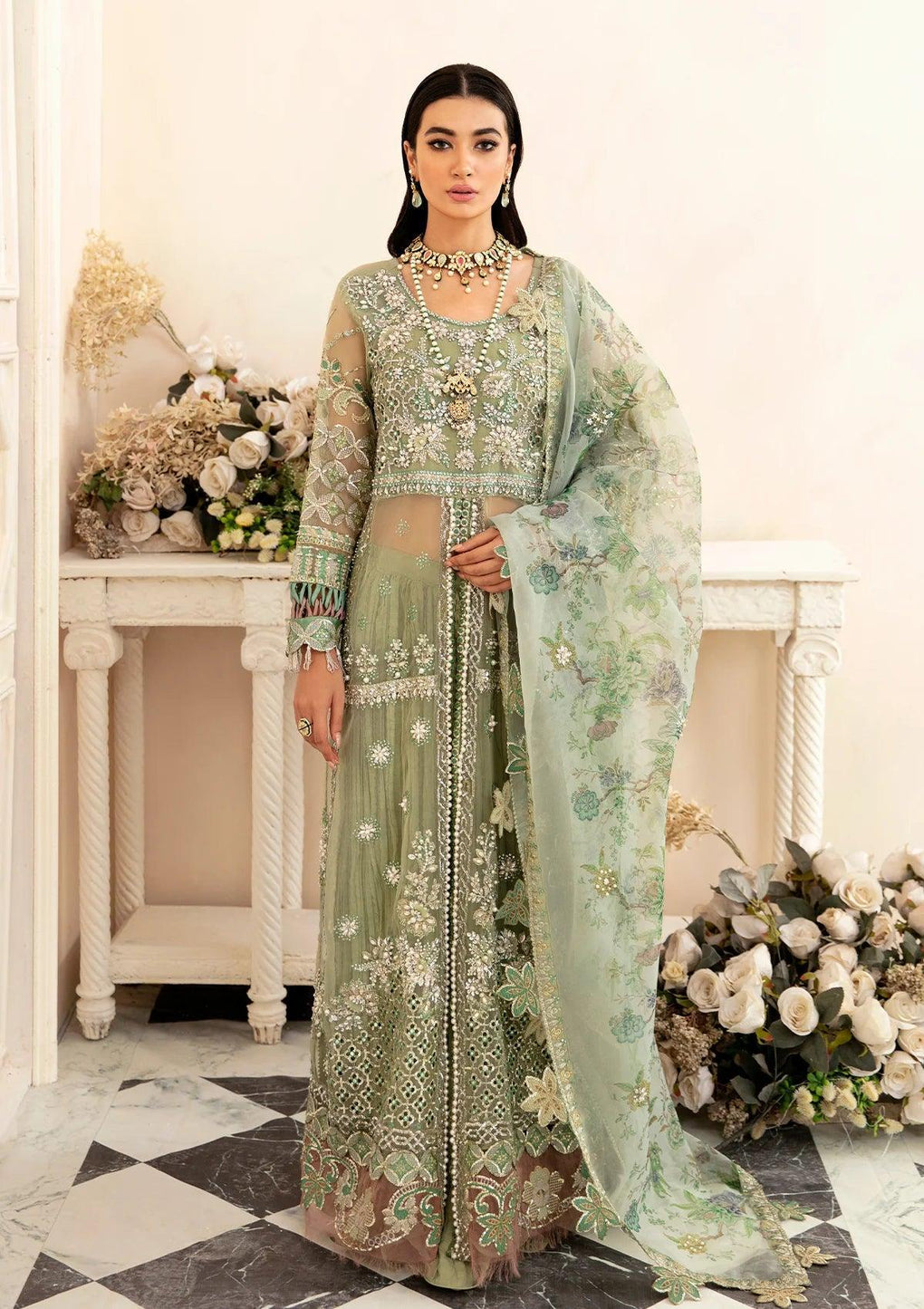 Elaf ECH-04 Shahbano unstitched Organza Shirt with Digital Printed