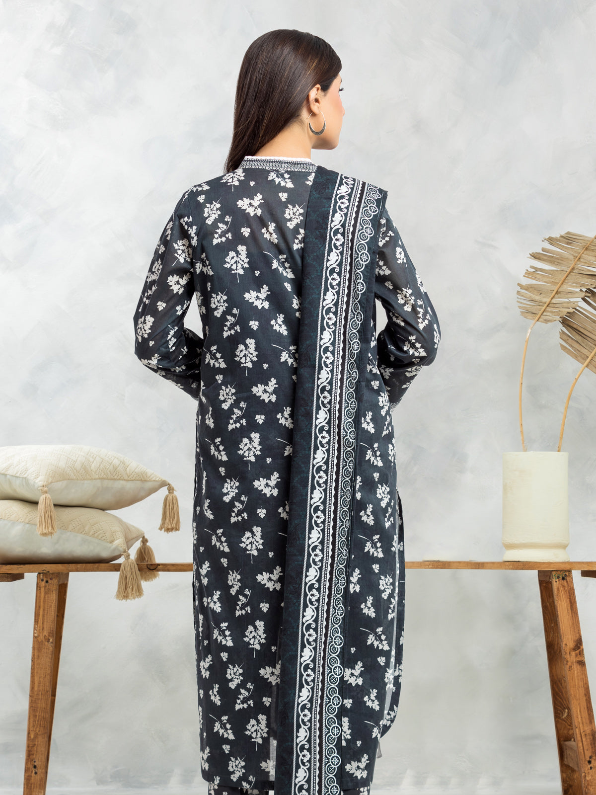 ED Unstitched Black Printed Lawn 3 Piece