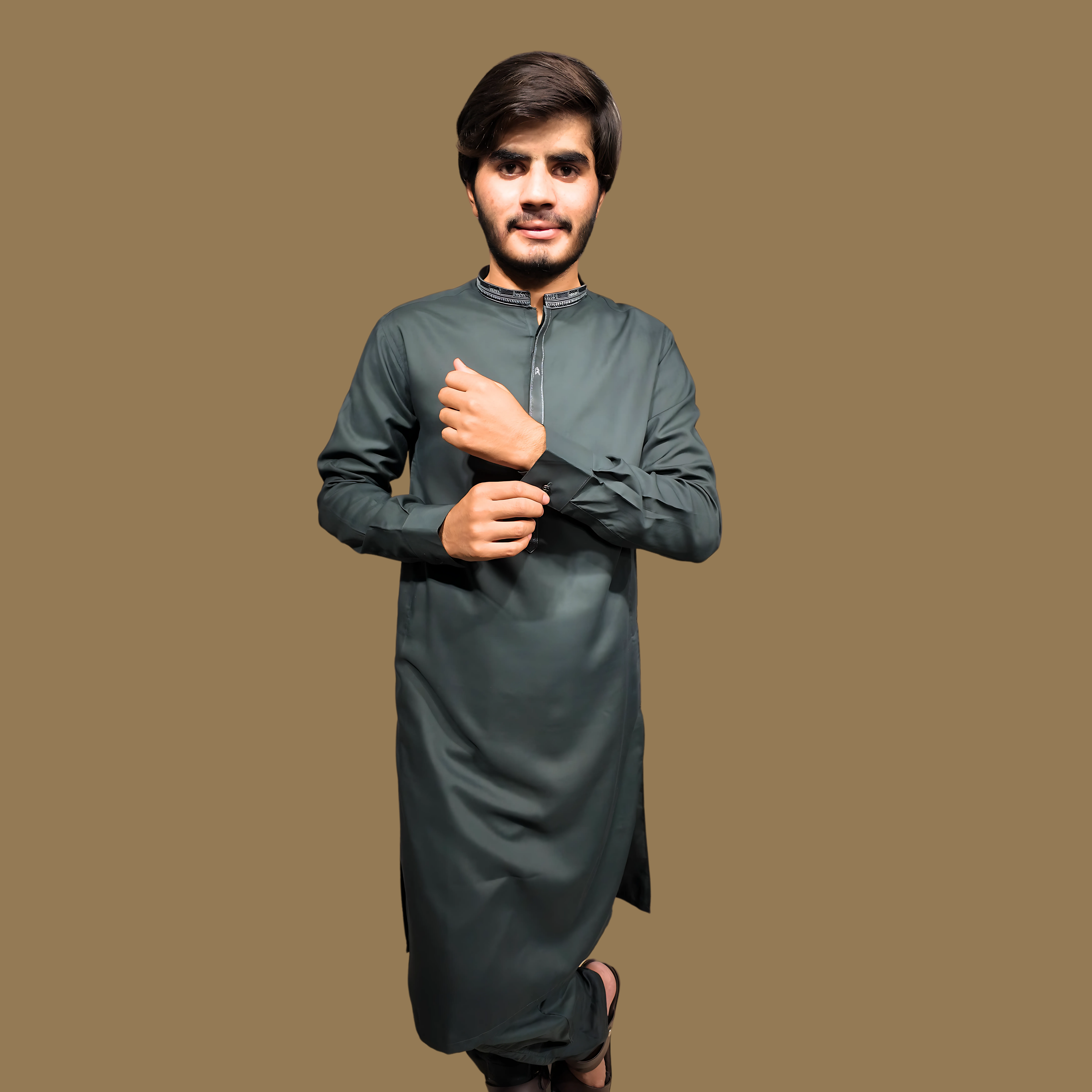 Embroidere Green Kameez Shalwar For Men's