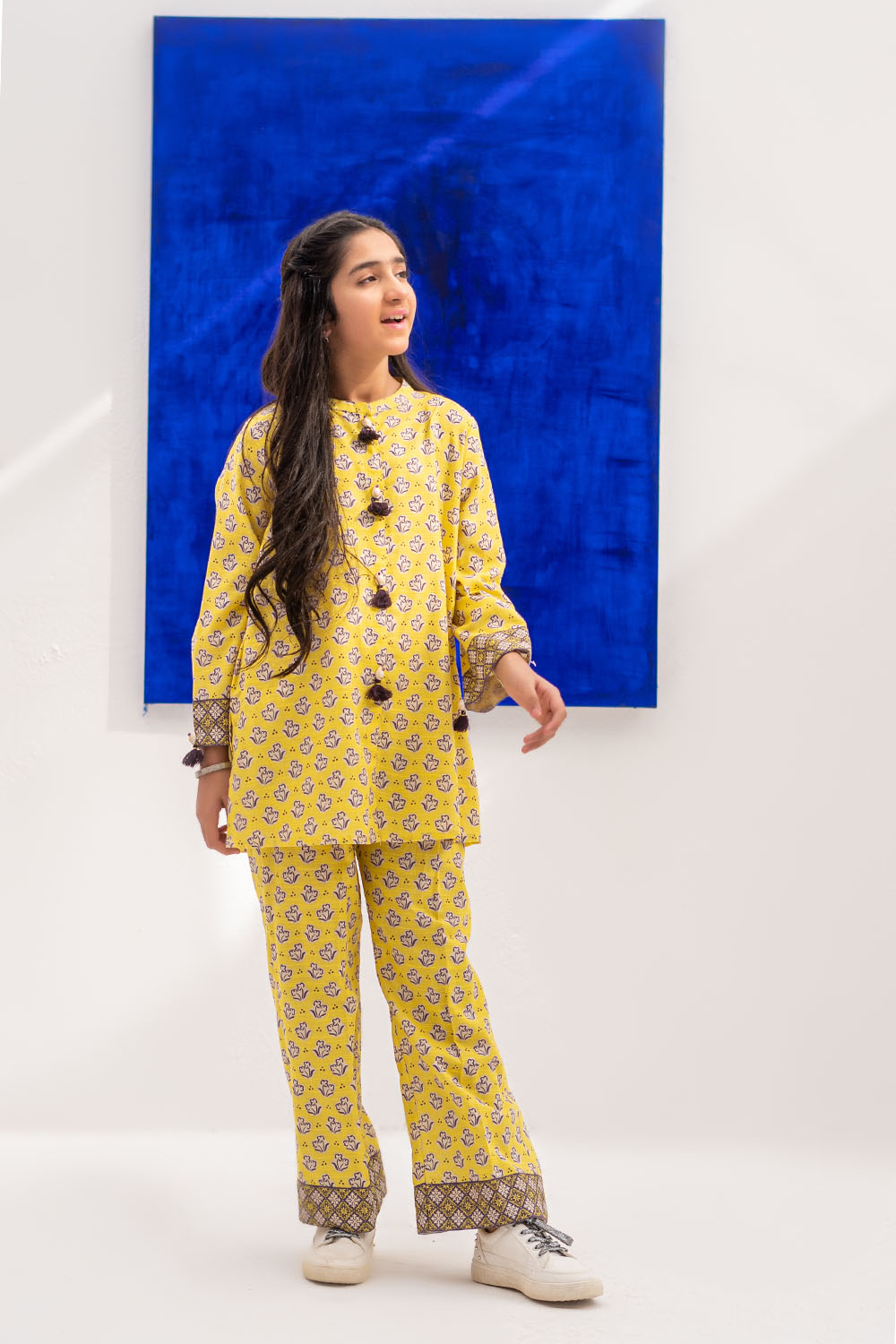 Senorita-Yellow & Multicolor | Casual 2 Piece Suit | Cotton Khaddar Printed