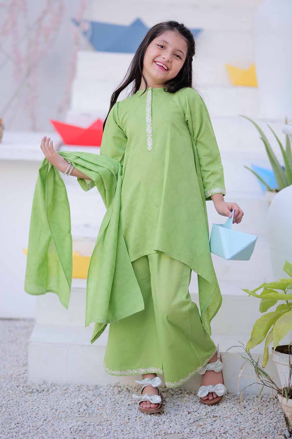 Senorita| P.Green | Casual 3 Piece Suit | Karandi Fabric