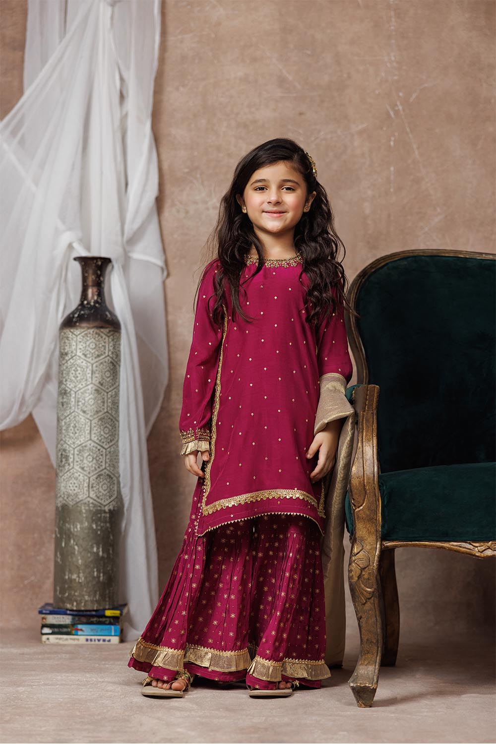 Senorita  | Magenta & Gold | Formal 3 Piece Suit |