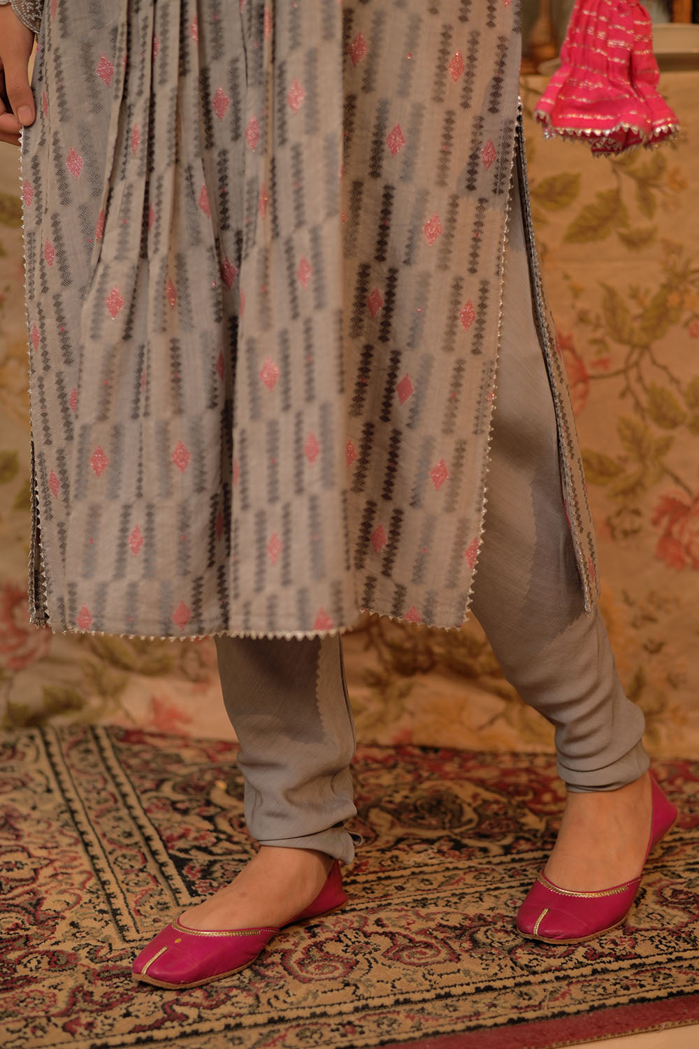 SN-02900 | Gray & Multicolor | Casual Plus 3 Piece Suit | Viscose Filament Jacquard
