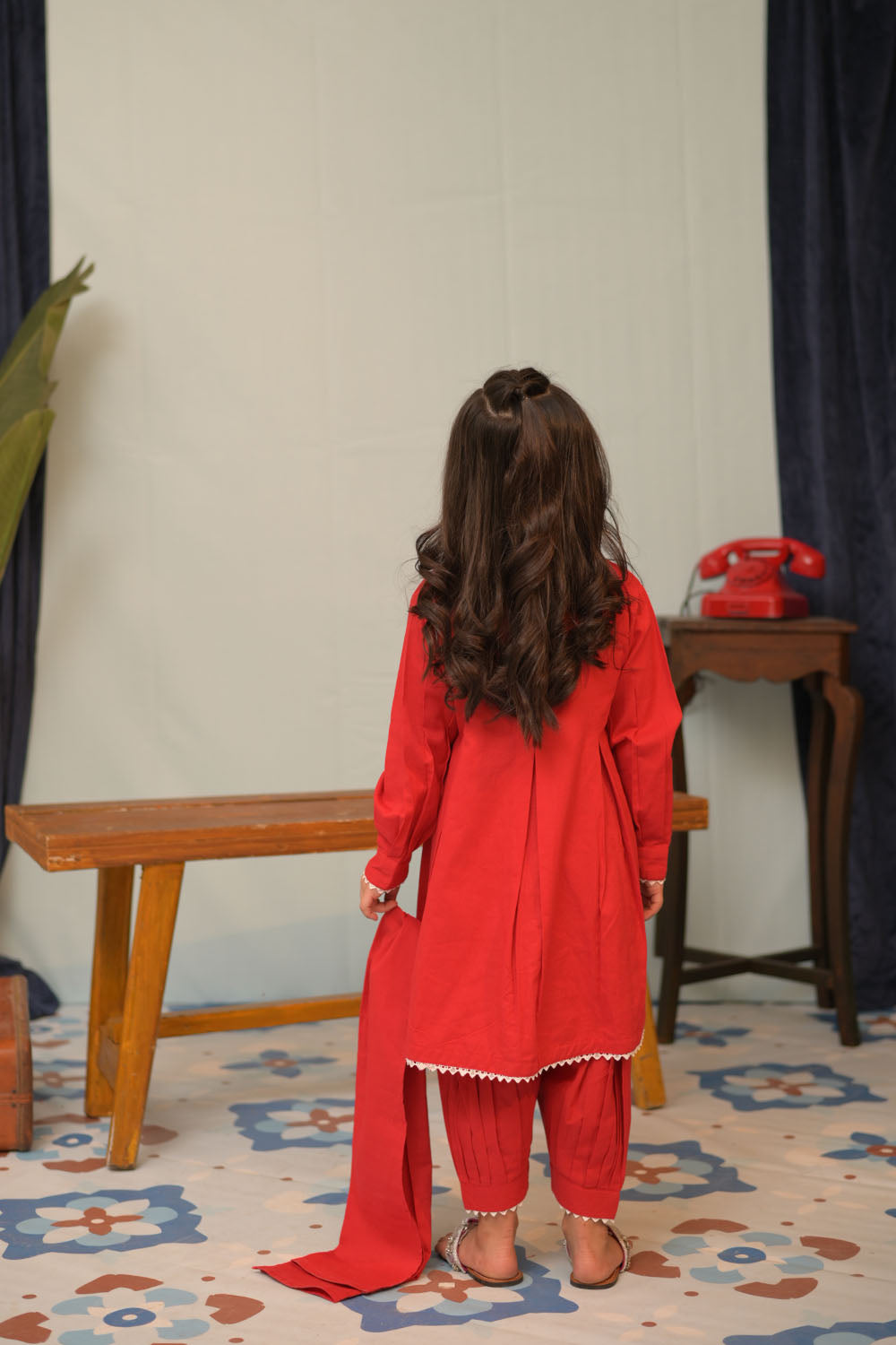 SN-02794 | RED | Casual 3 Piece Suit | Cotton Dobby Self