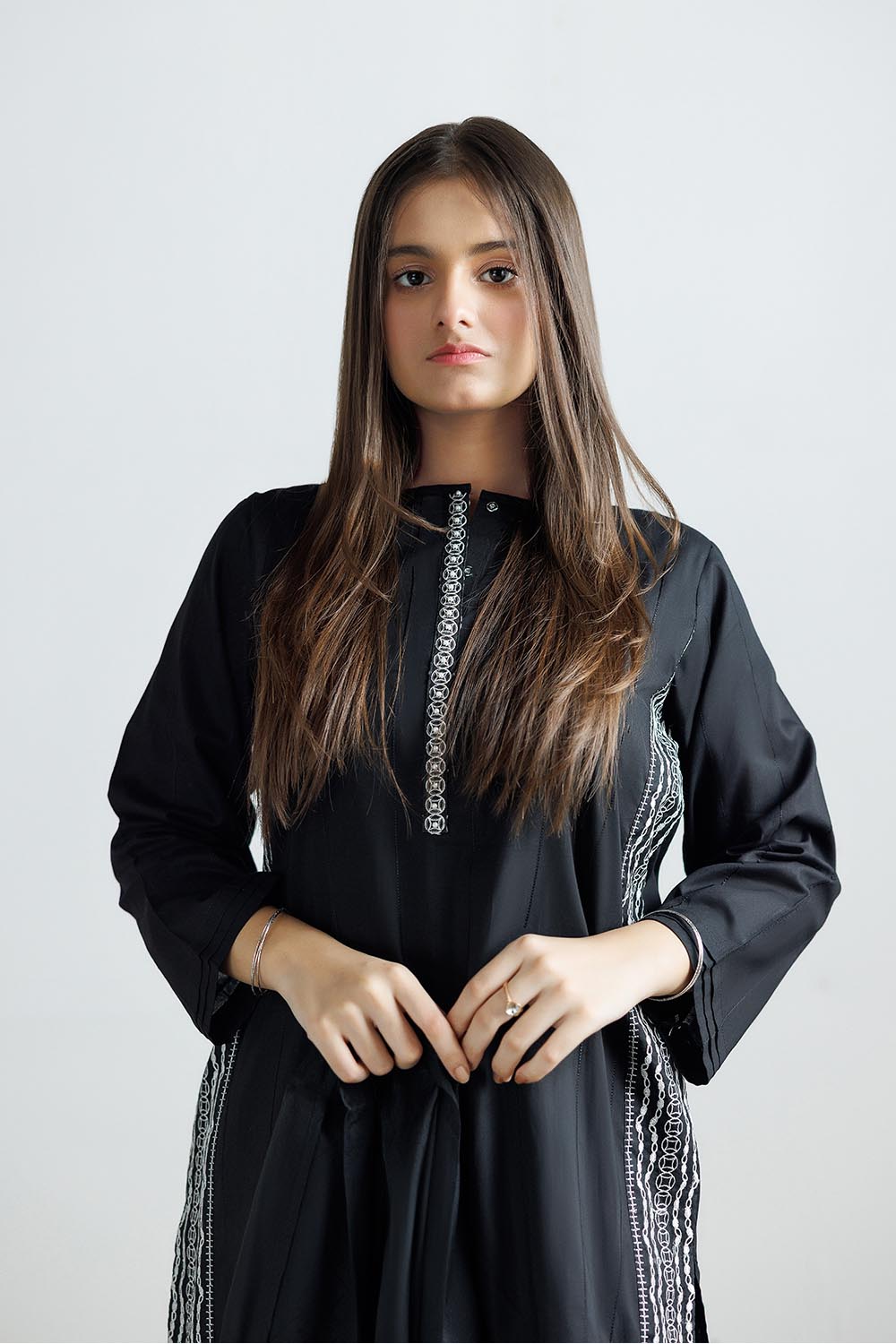 SENORITA GAD-03111 | Black & White | Casual 3 Piece Suit | Plain Cotton