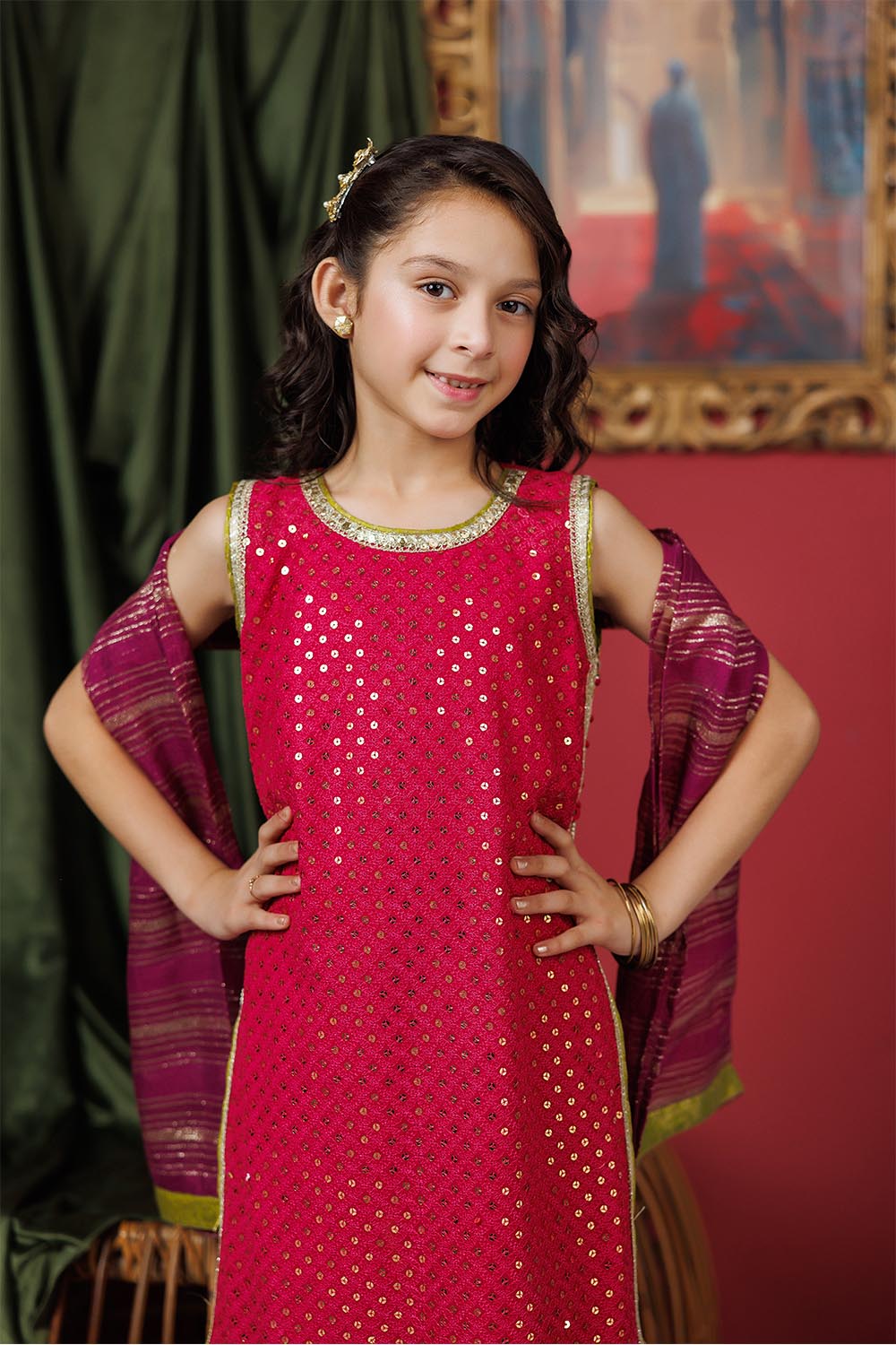 Senorita  | Shocking Pink & Pruple | Formal 3 Piece Suit |