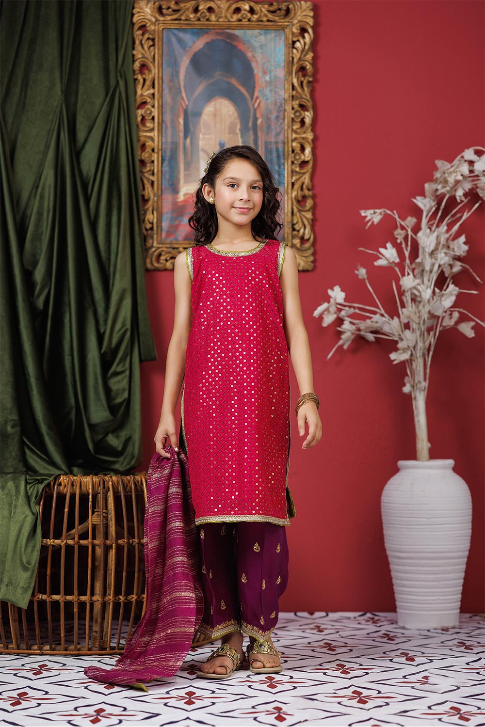 Senorita  | Shocking Pink & Pruple | Formal 3 Piece Suit |