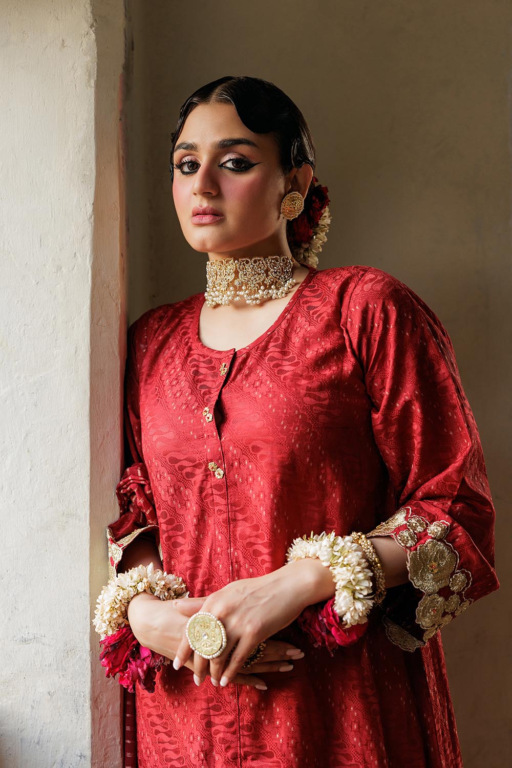 SN-02892 | Maroon & Gold | Casual Plus 3 Piece Suit | Cotton Viscose Filament Jacquard