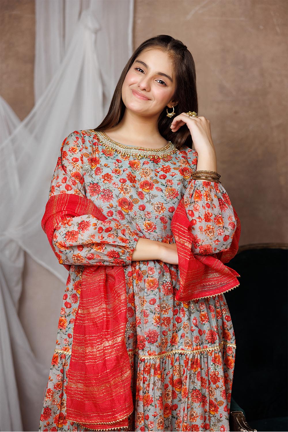 Senorita-| Grey & Multicolor | Formal 3 Piece Suit |