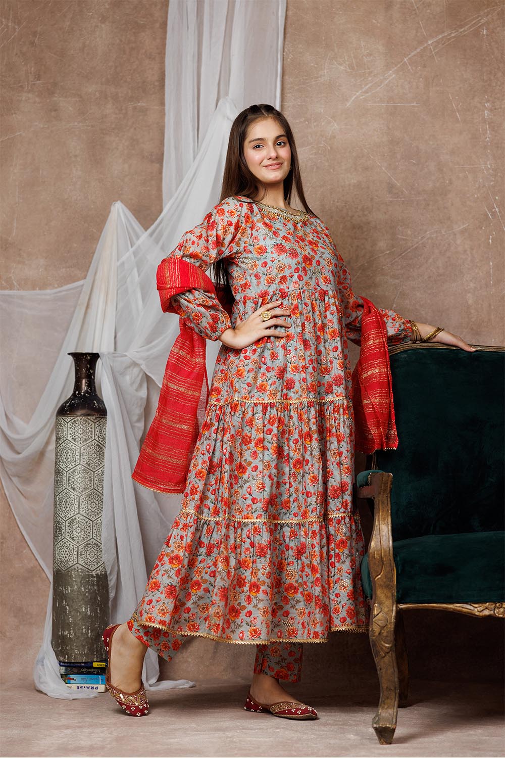 Senorita-| Grey & Multicolor | Formal 3 Piece Suit |