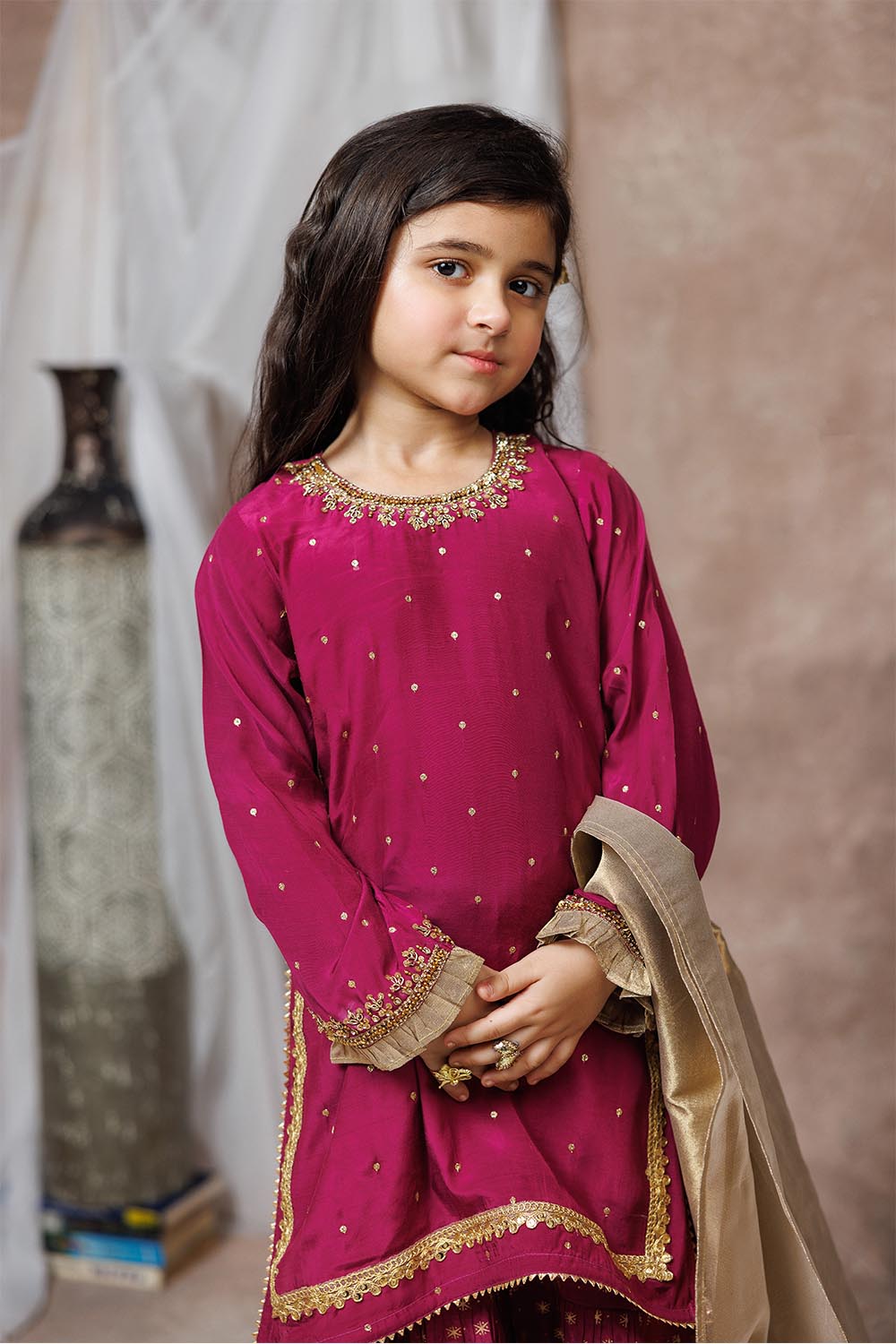 Senorita  | Magenta & Gold | Formal 3 Piece Suit |