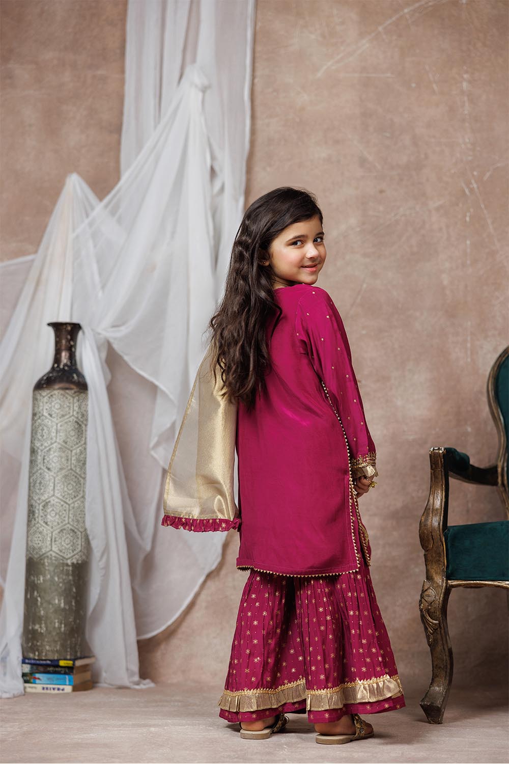 Senorita  | Magenta & Gold | Formal 3 Piece Suit |