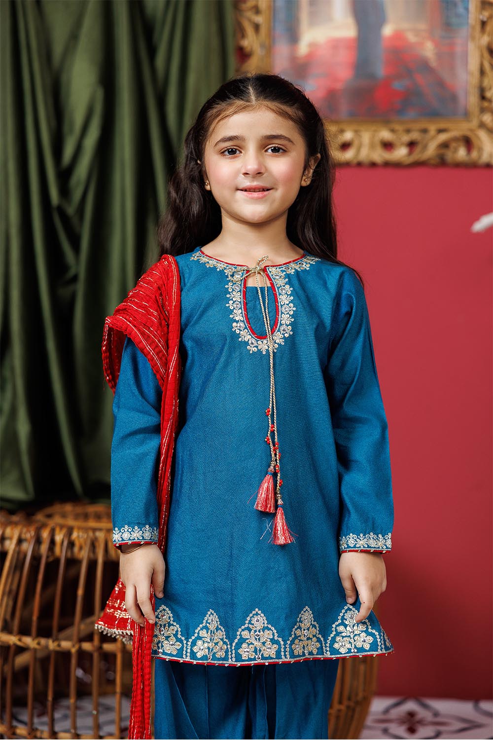 Senorita  | Turquoise Blue & Golden | Formal 3 Piece Suit |