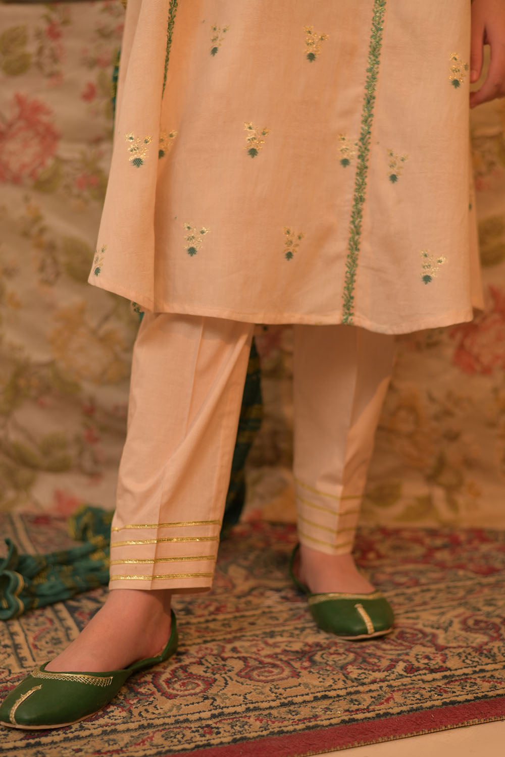 SN-02942 | Fawn & Multicolor | Casual Plus 3 Piece Suit | Cotton Jacquard