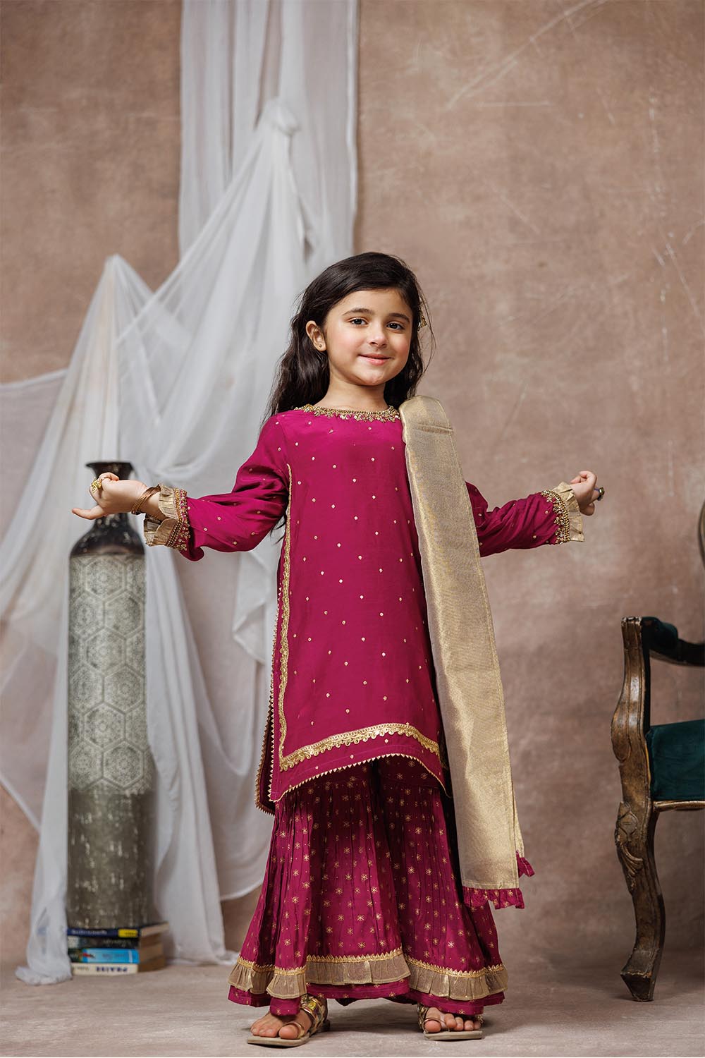 Senorita  | Magenta & Gold | Formal 3 Piece Suit |