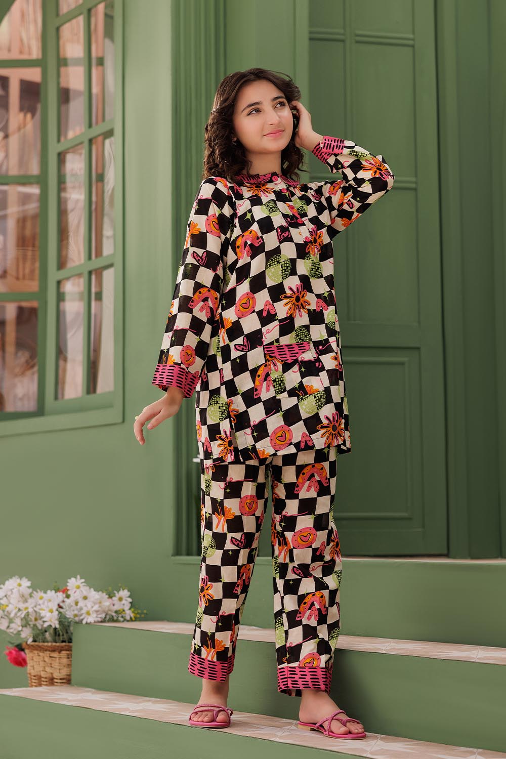 SN- Fawn & Multicolor | Casual 2 Piece Suit | Cotton Lawn Printed