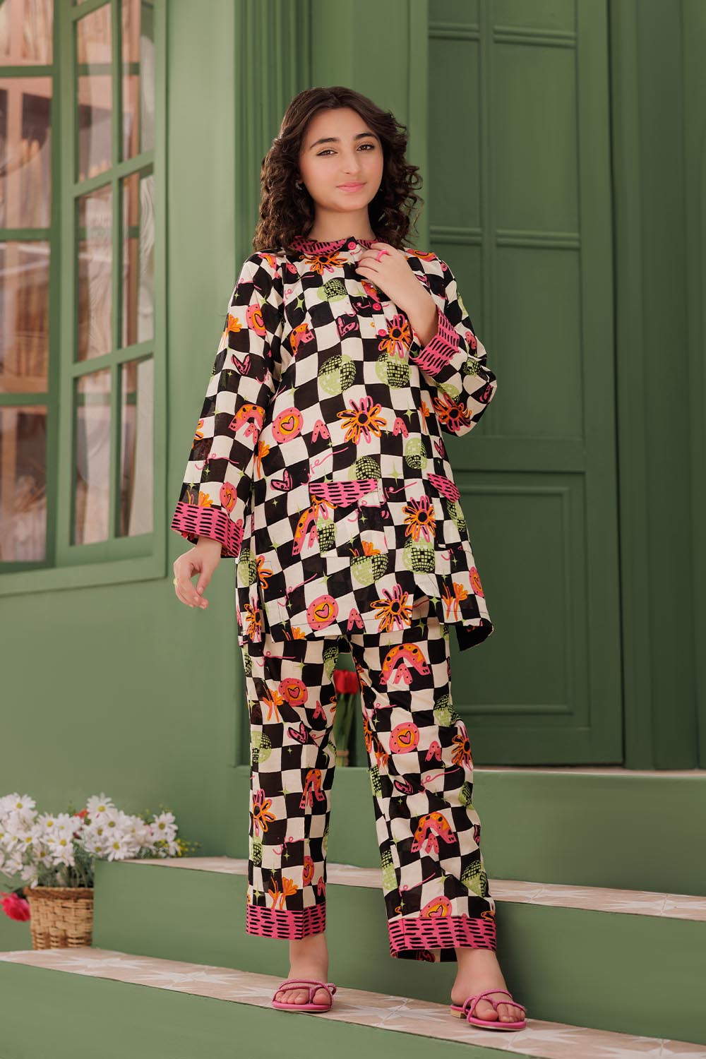 SN- Fawn & Multicolor | Casual 2 Piece Suit | Cotton Lawn Printed