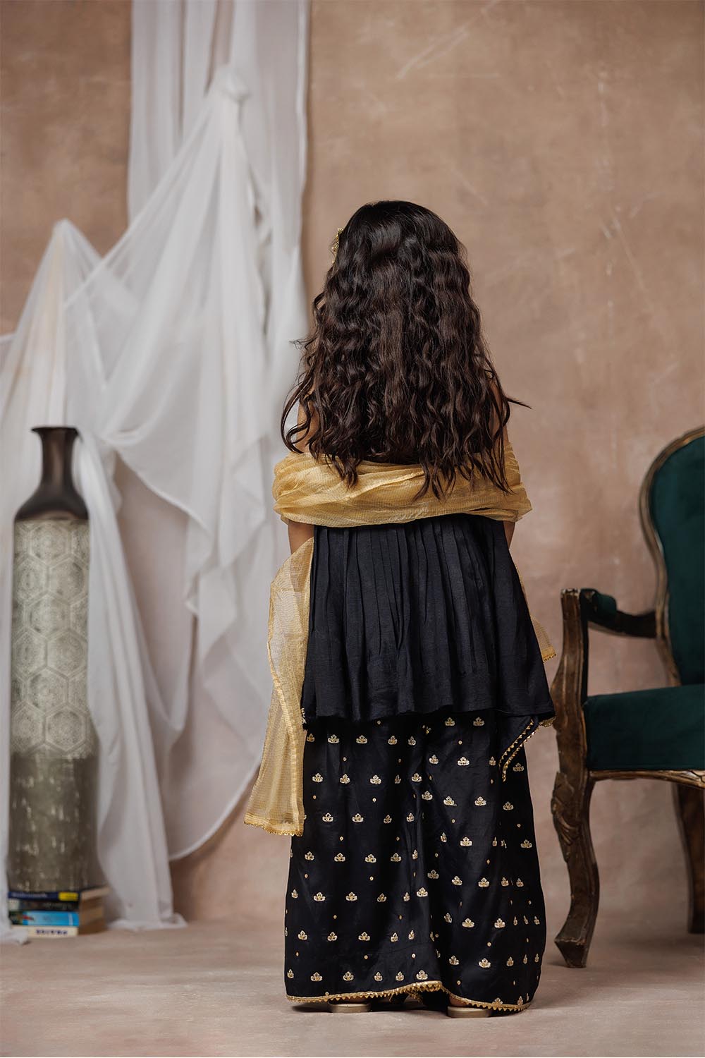 Senorita  | Black & Gold | Formal 3 Piece Suit | Viscose Raw Silk