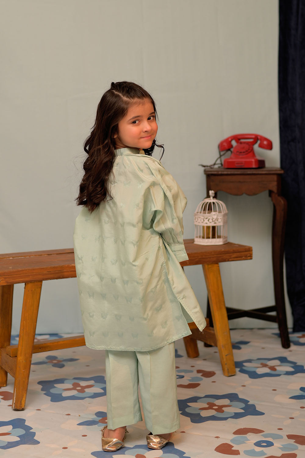 SN-02840 | Sea Green | Casual Plus 3 Piece Suit | Viscose Jacquard