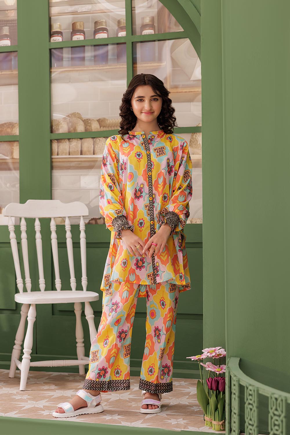 SN- Yellow & Multicolor | Casual 2 Piece Suit | Cotton Lawn Printed