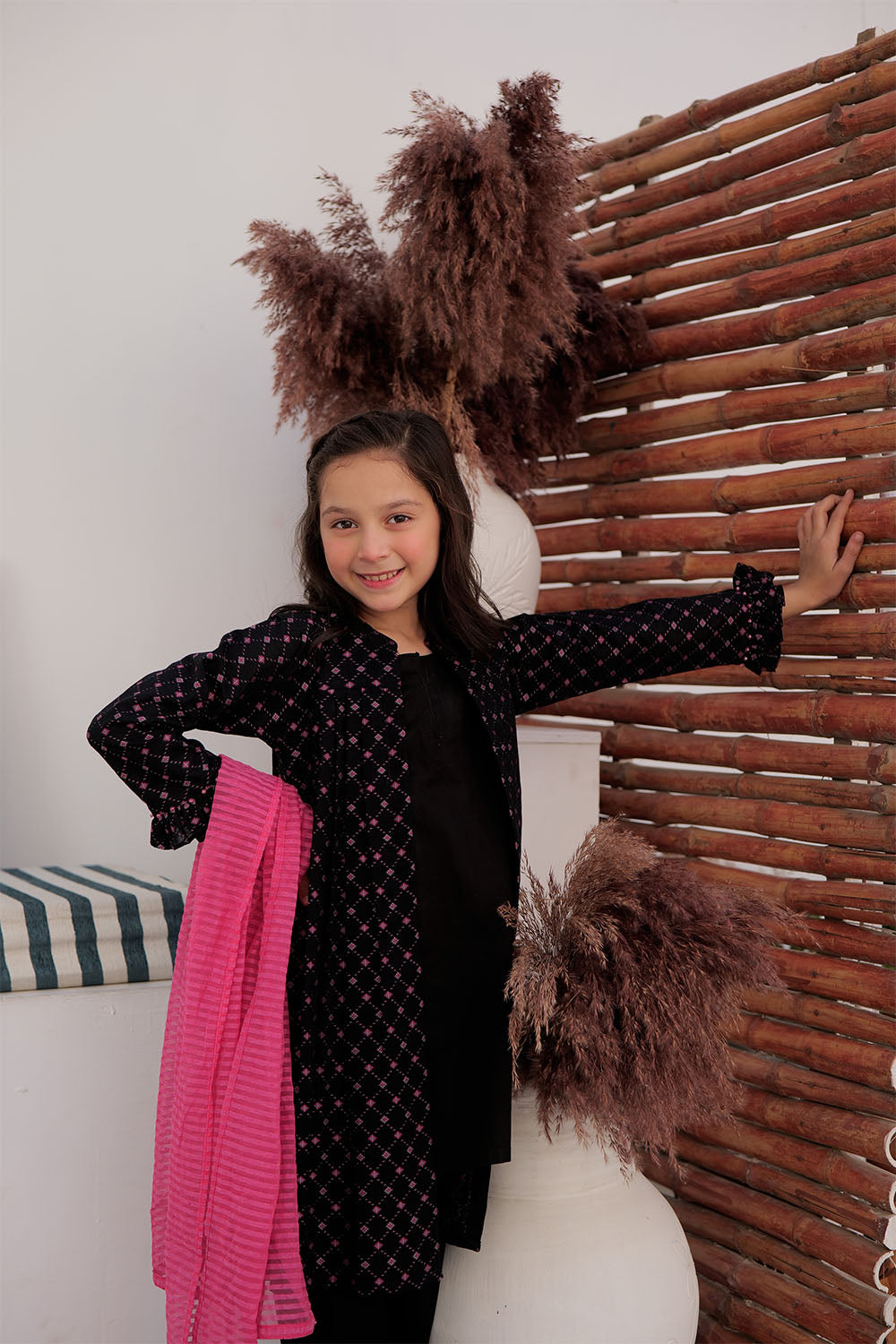 SN-02993 | Black & Multicolor | Casual 3 Piece Suit | Cotton Yarn dyed jacquard
