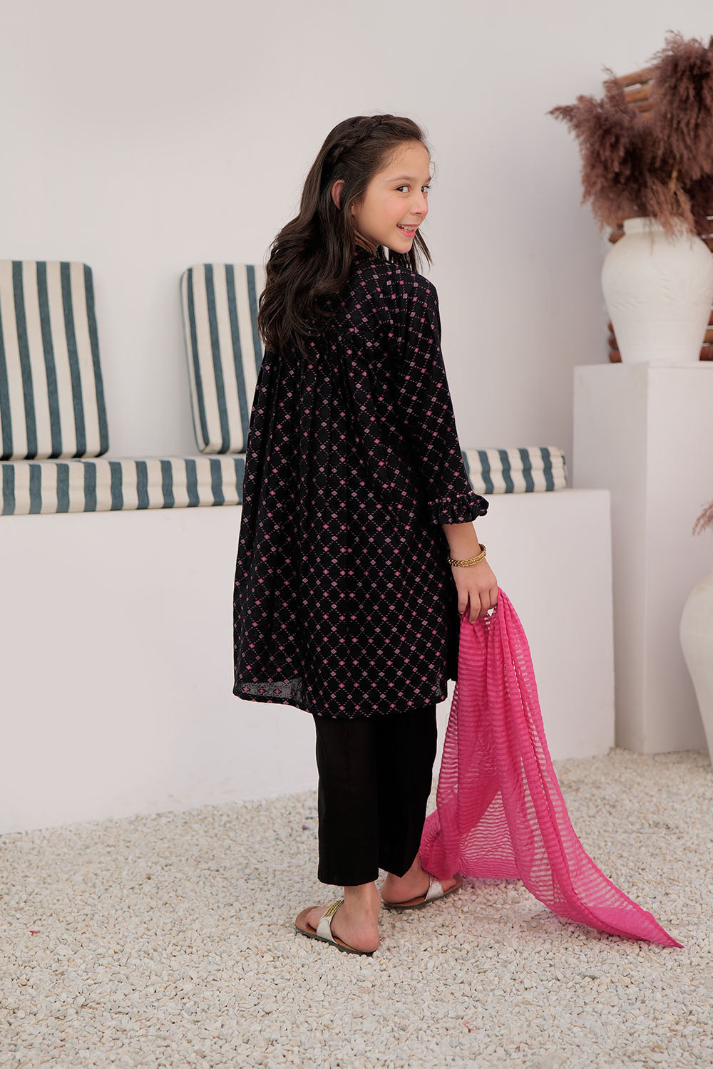 SN-02993 | Black & Multicolor | Casual 3 Piece Suit | Cotton Yarn dyed jacquard
