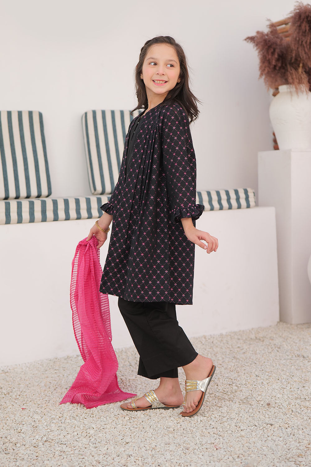 SN-02993 | Black & Multicolor | Casual 3 Piece Suit | Cotton Yarn dyed jacquard