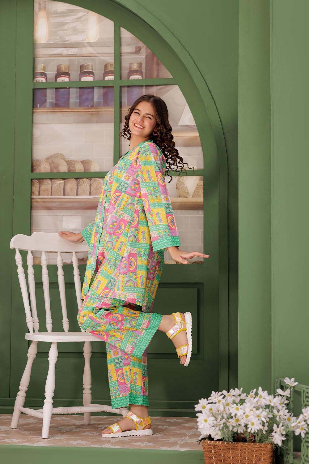 SN-  Sea green & Multicolor | Casual 2 Piece Suit | Cotton Lawn Printed