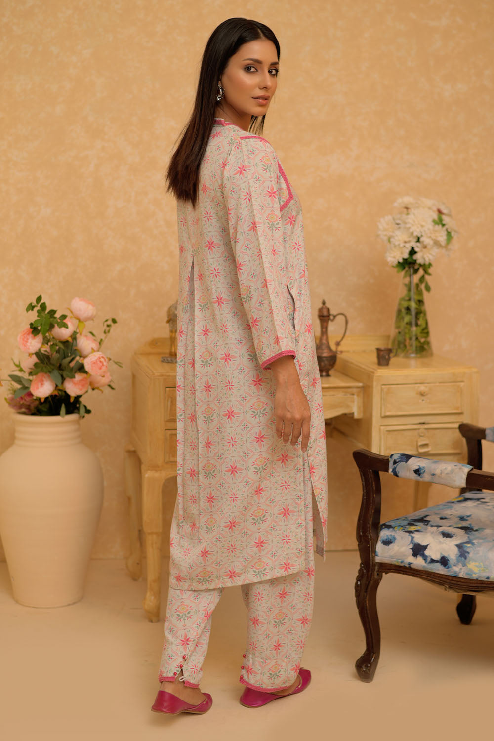 SN-02937 | Light Green & Multicolor | Casual 2 Piece Suit | Polyester Lawn Printed
