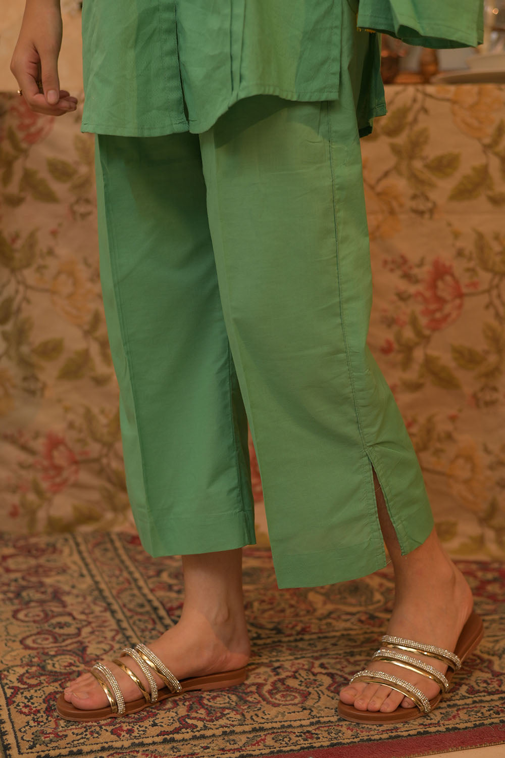 SN-02796 | Green | Casual 3 Piece Suit | Cotton Dobby Self