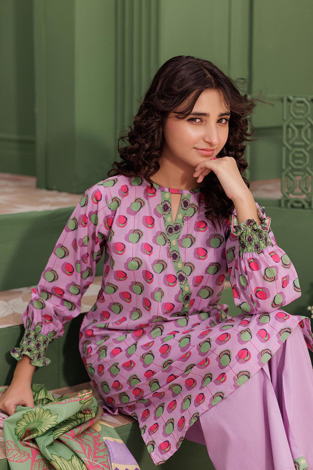 SN- Purple & Multicolor | Casual 3 Piece Suit | Cotton Lawn Printed