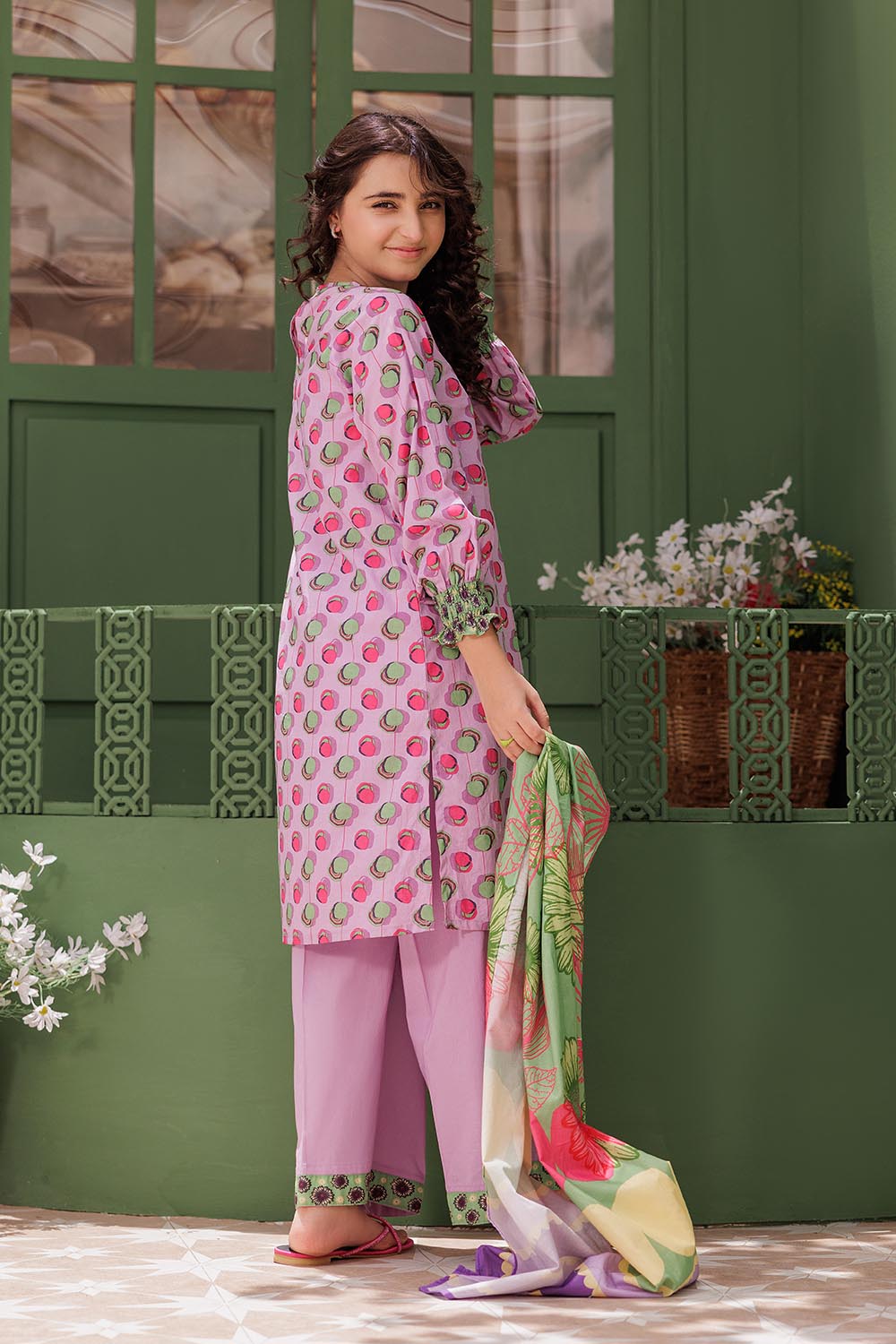 SN- Purple & Multicolor | Casual 3 Piece Suit | Cotton Lawn Printed