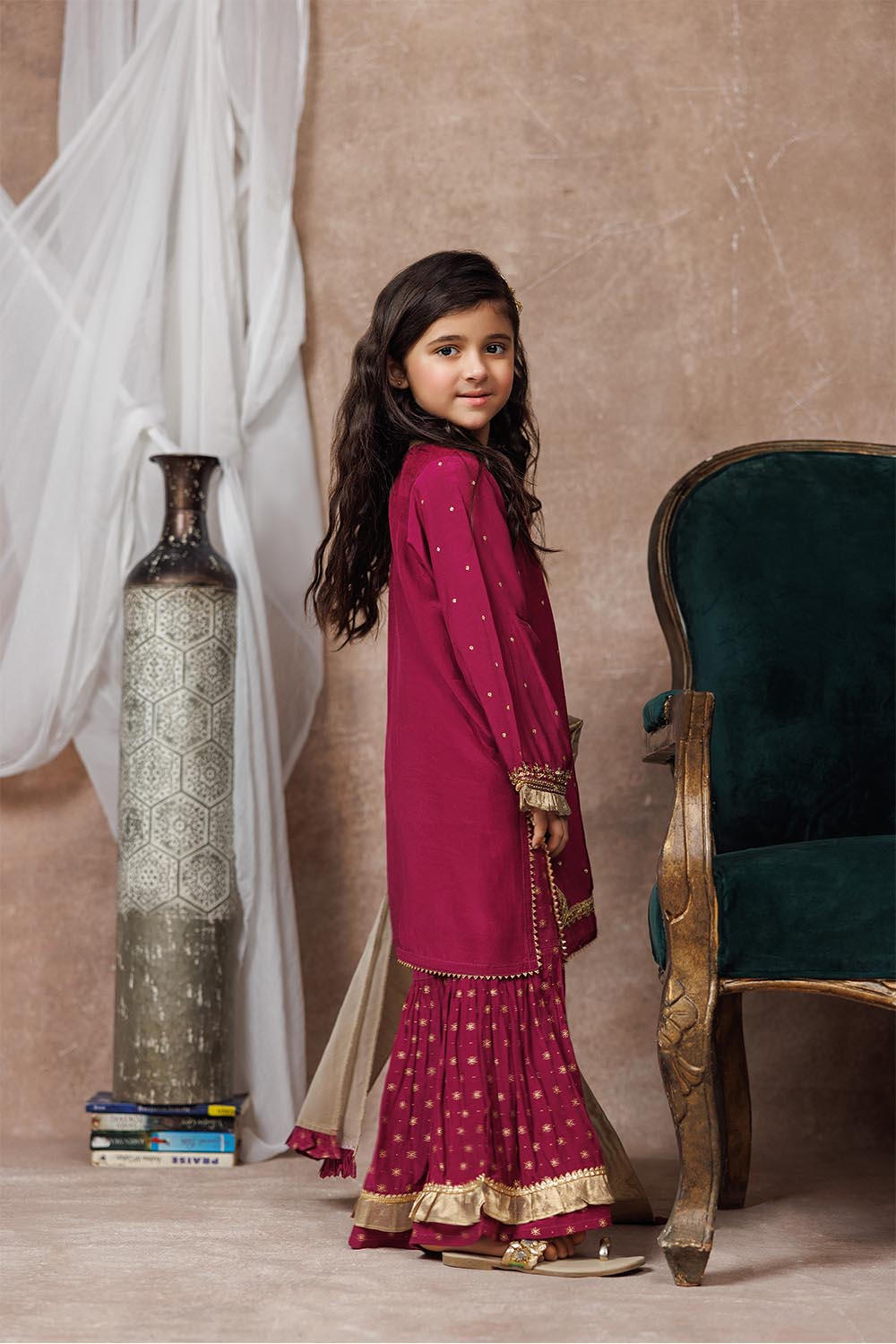 Senorita  | Magenta & Gold | Formal 3 Piece Suit |