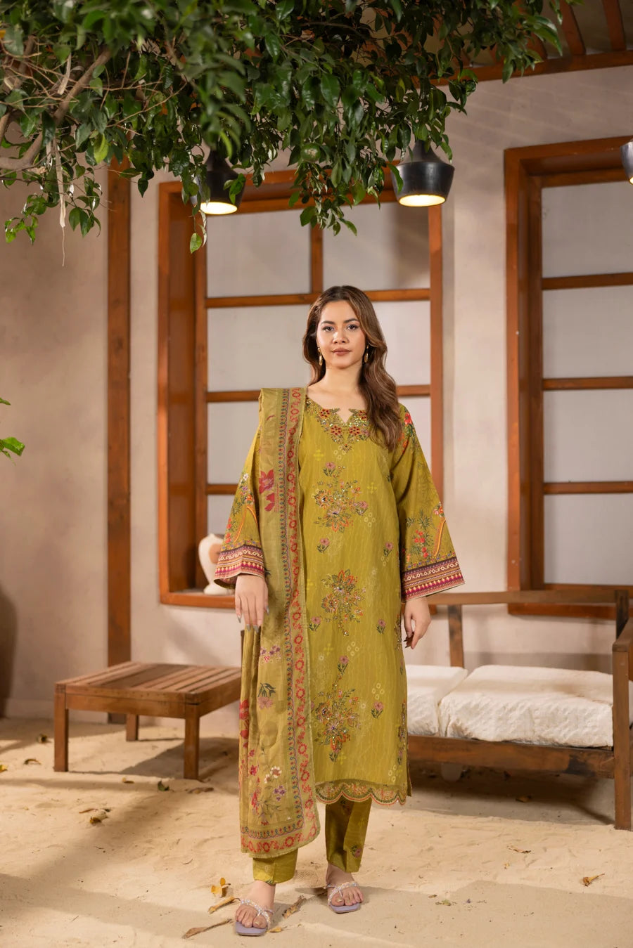 Zeenat Pret Zaitoon - 3 PC Printed Dress