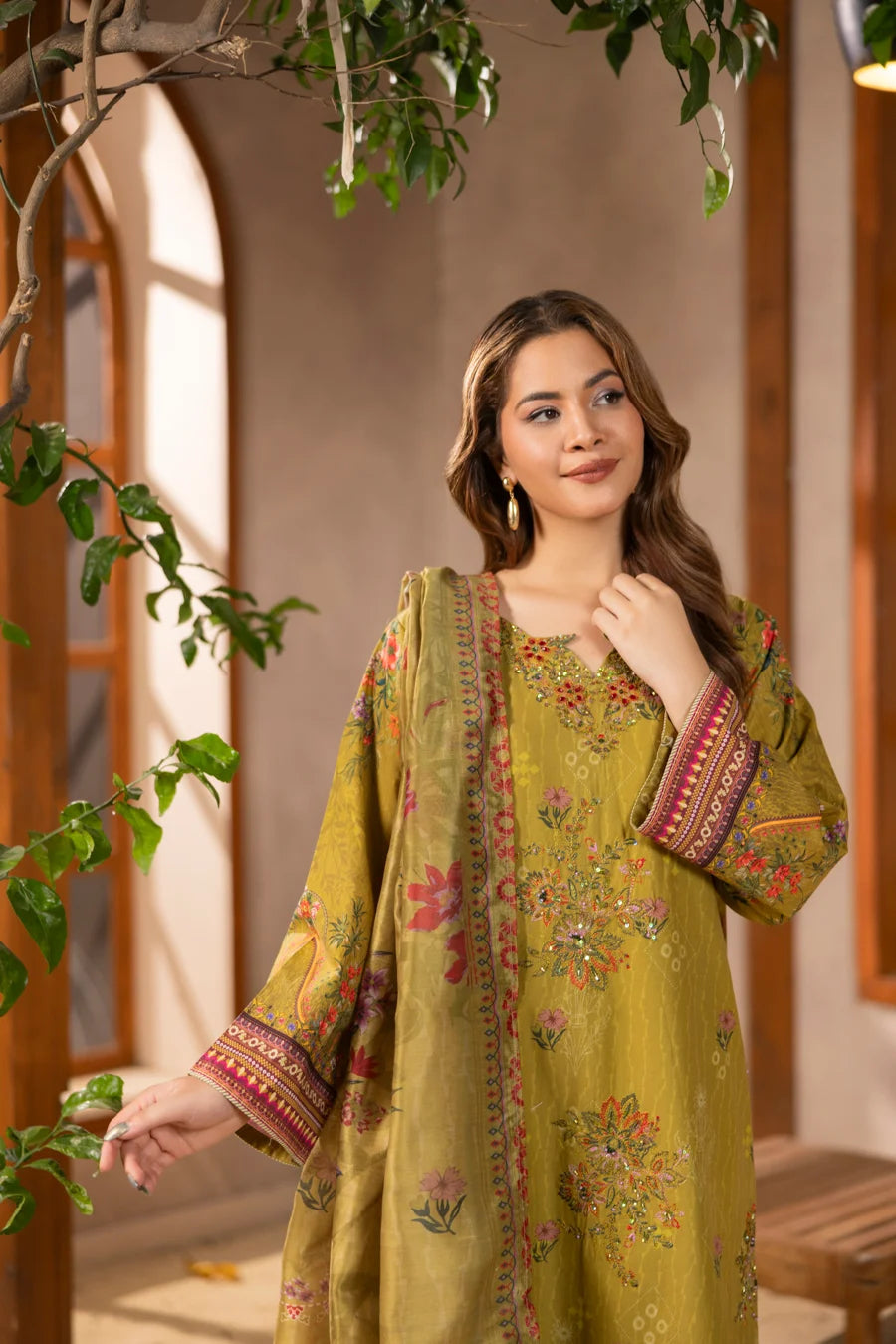 Zeenat Pret Zaitoon - 3 PC Printed Dress