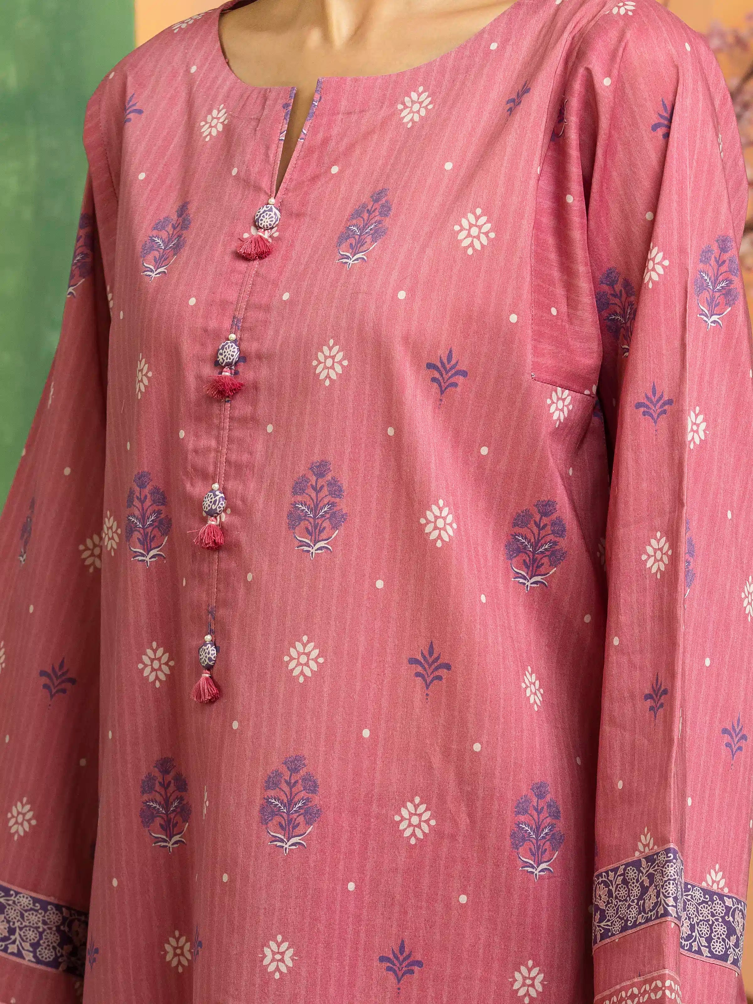 ED Unstitched Pink Printed Lawn 3 Piece