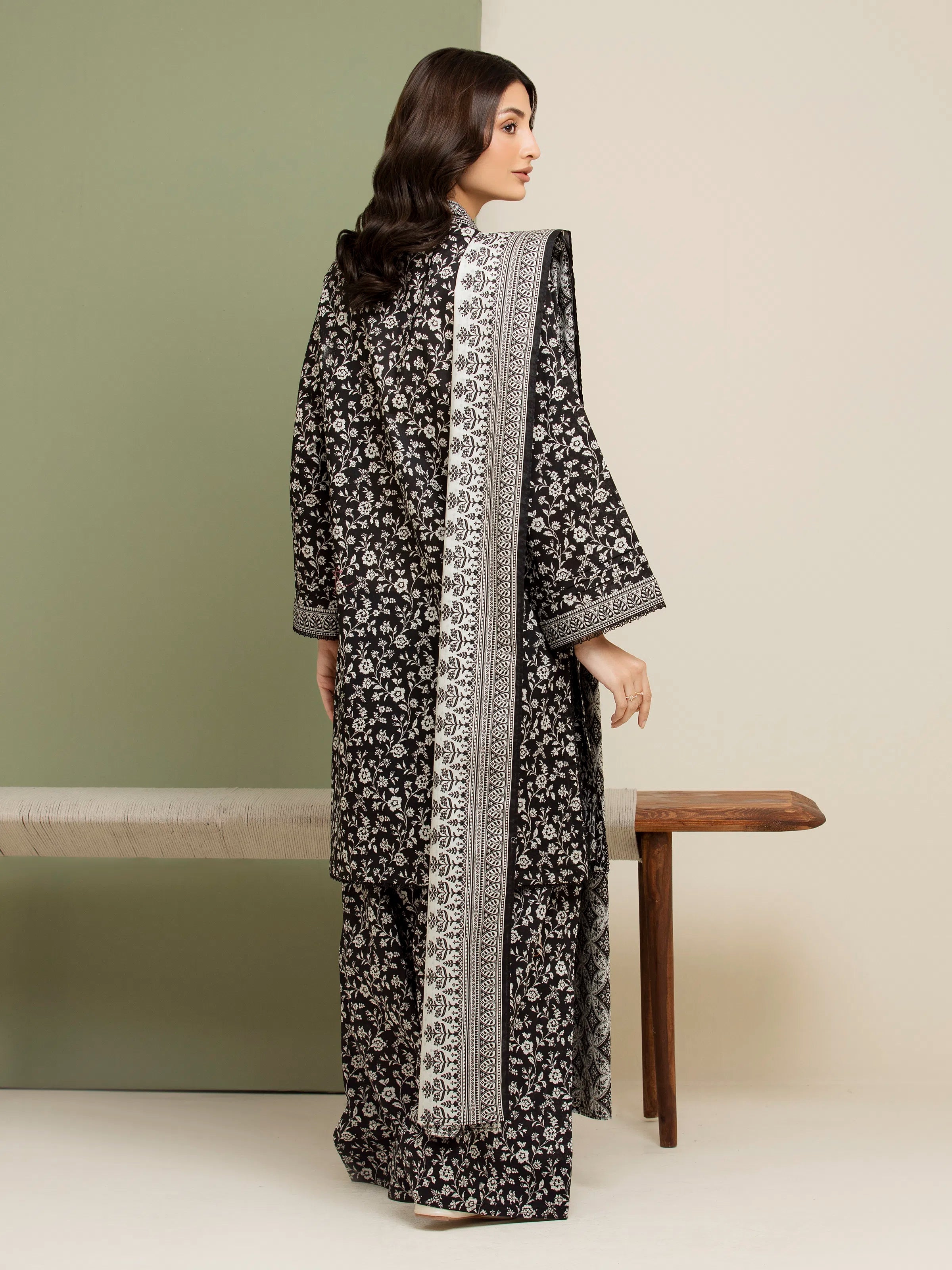ED Unstitched Black Printed Lawn 3 Piece