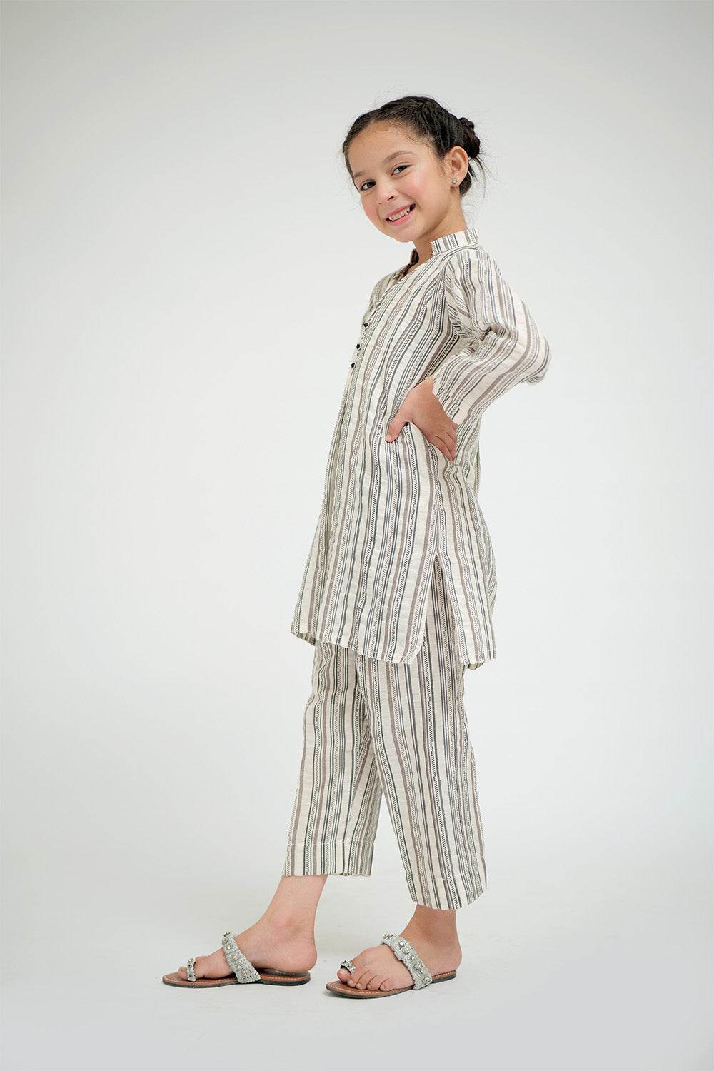 SN-02670 | White & Black | Casual 2 Piece Suit | Cotton Jacquard