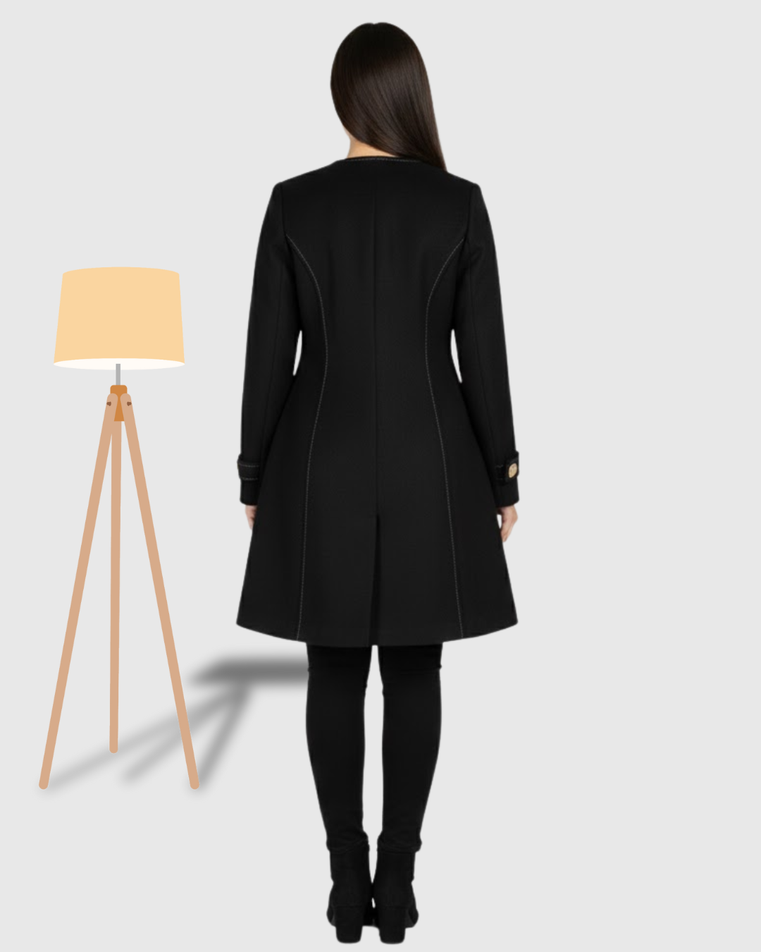 Classic One-Button Wool Coat Black