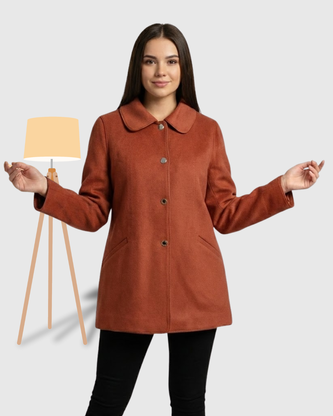 Classic One-Button Wool Coat Burnt Orange