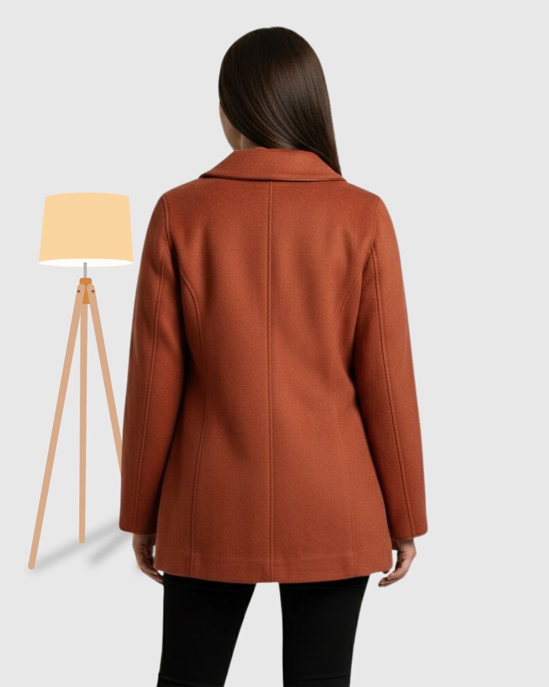 Classic One-Button Wool Coat Burnt Orange