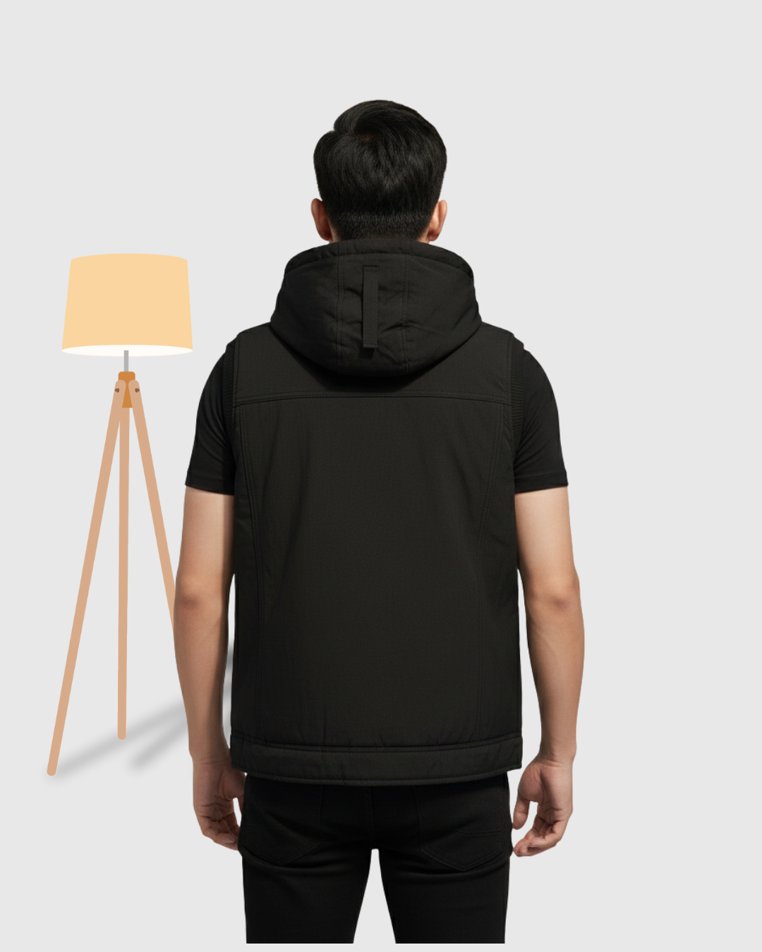 Men's Minimalist Stand Collar Full-Zip Jacket - Charcoal Black