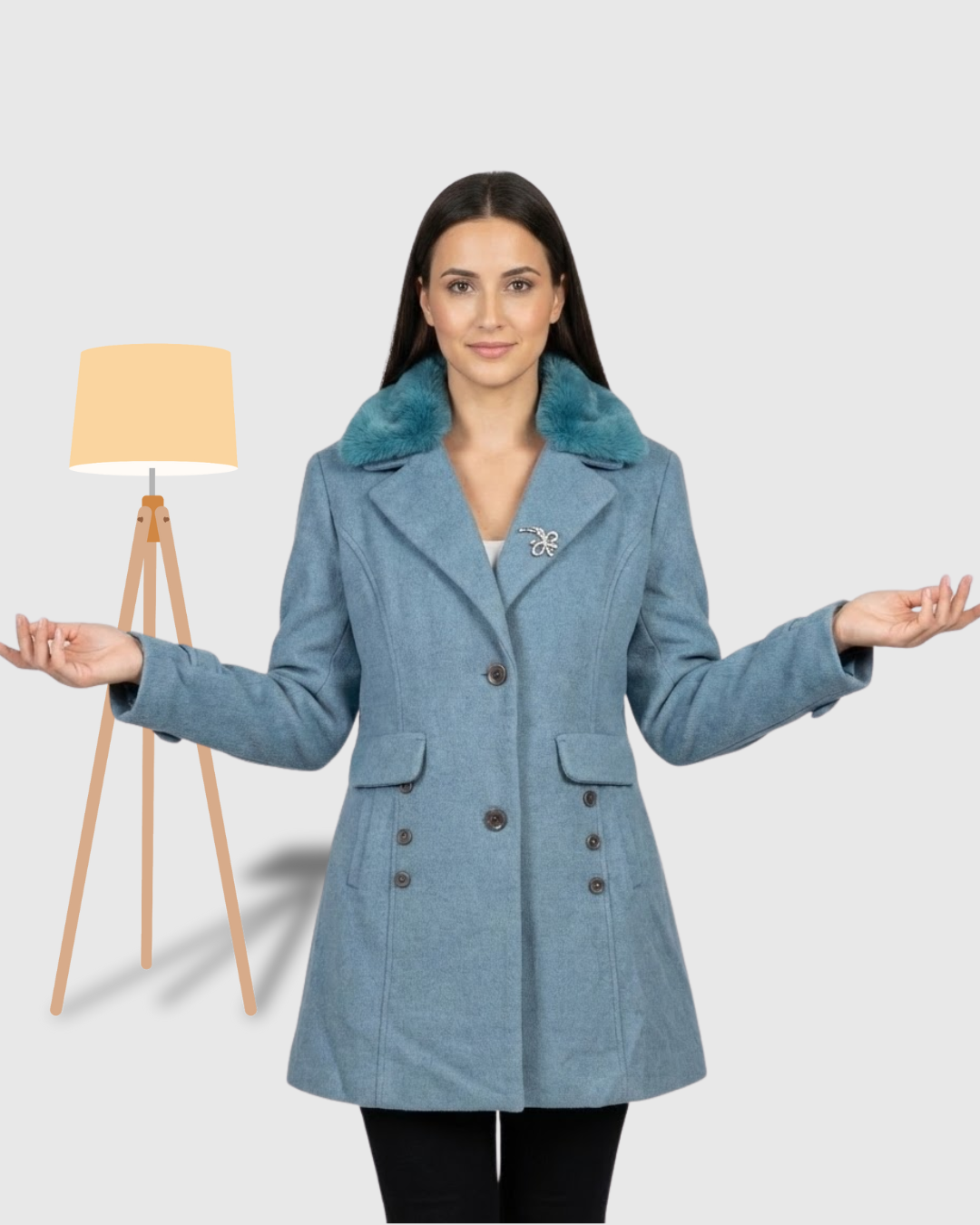 Classic One-Button Wool Coat Light Blue