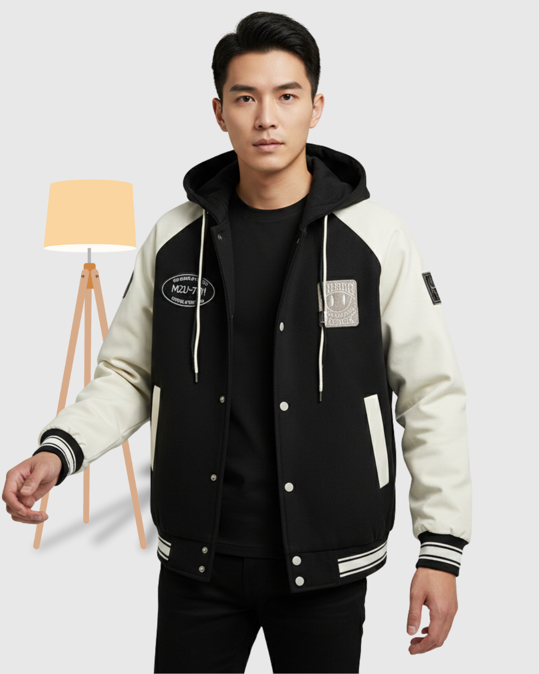 Men's Quilted Puffer Jacket with light tan/brown