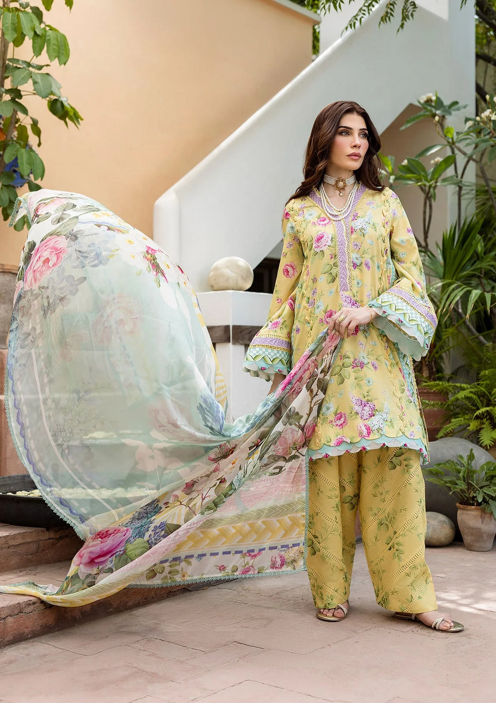 Elaf Premium Printed Lawn Suits Unstitched 3 Piece ECD-5B SAFFROSE