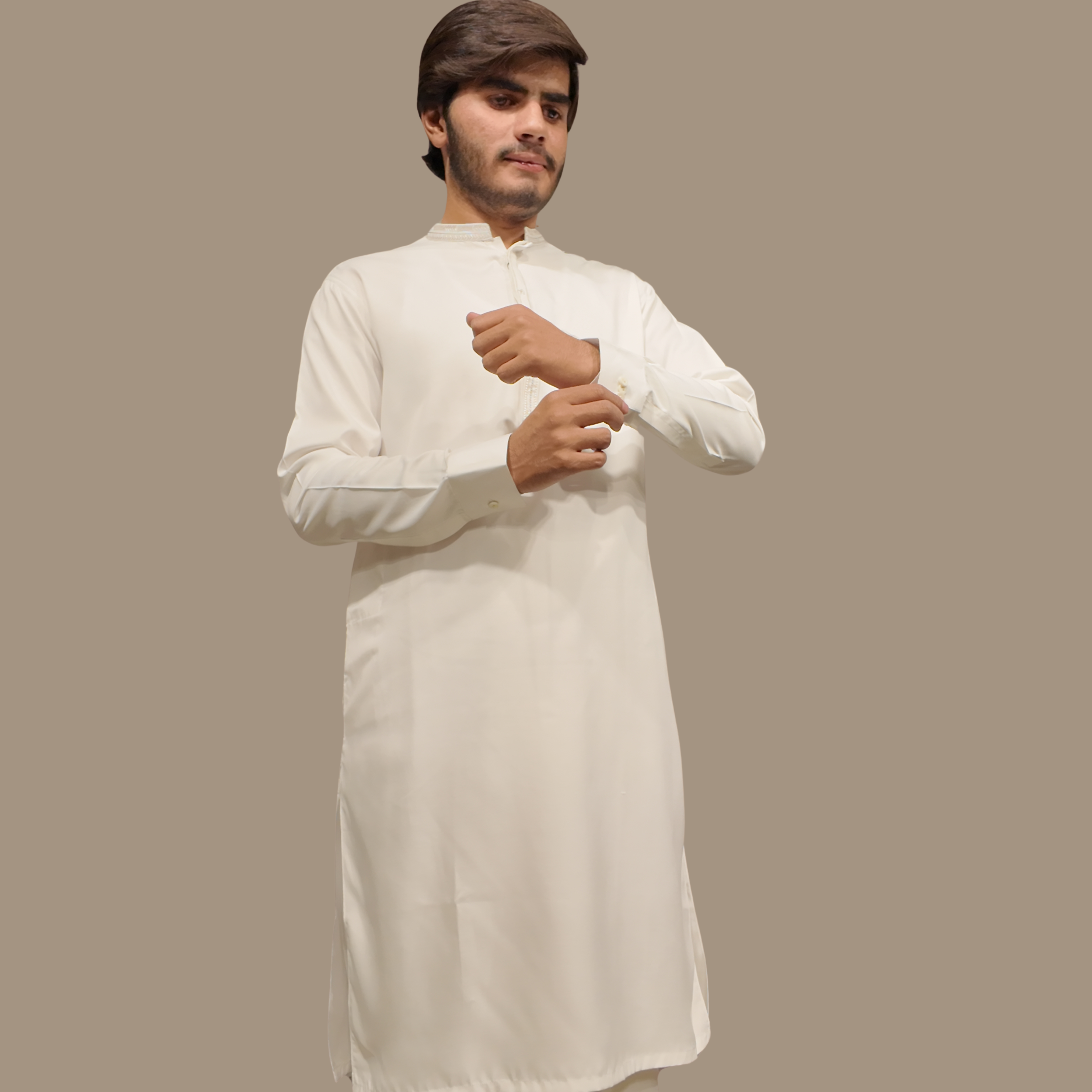 Embroidered White Kameez Shalwar For Men's