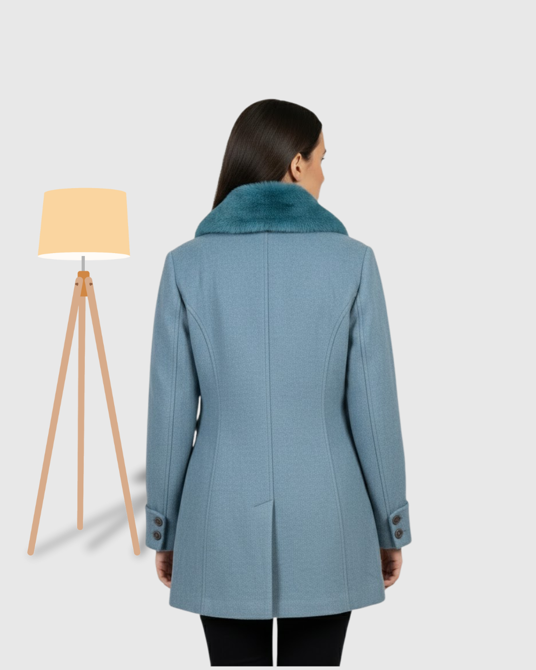 Classic One-Button Wool Coat Light Blue