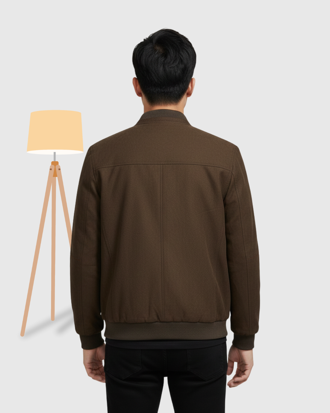 Men's Classic Brown Suede-Look Bomber Jacket