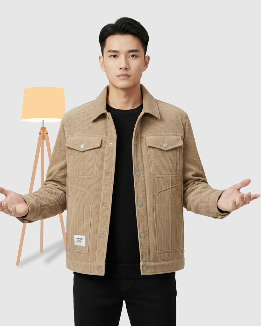 Men's Quilted Puffer Jacket with light brown